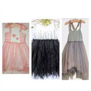Girls Dresses Lot Of 3 Size M Sleeveless Party Casual Christmas Wedding Princess